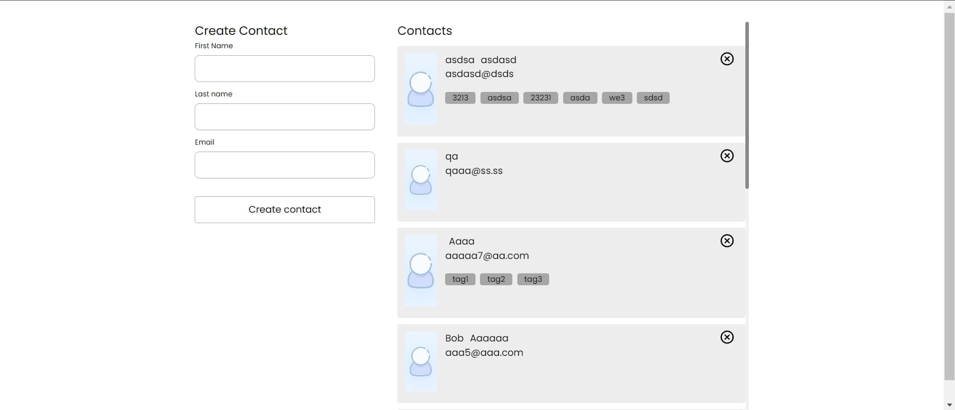 Contact Test Task